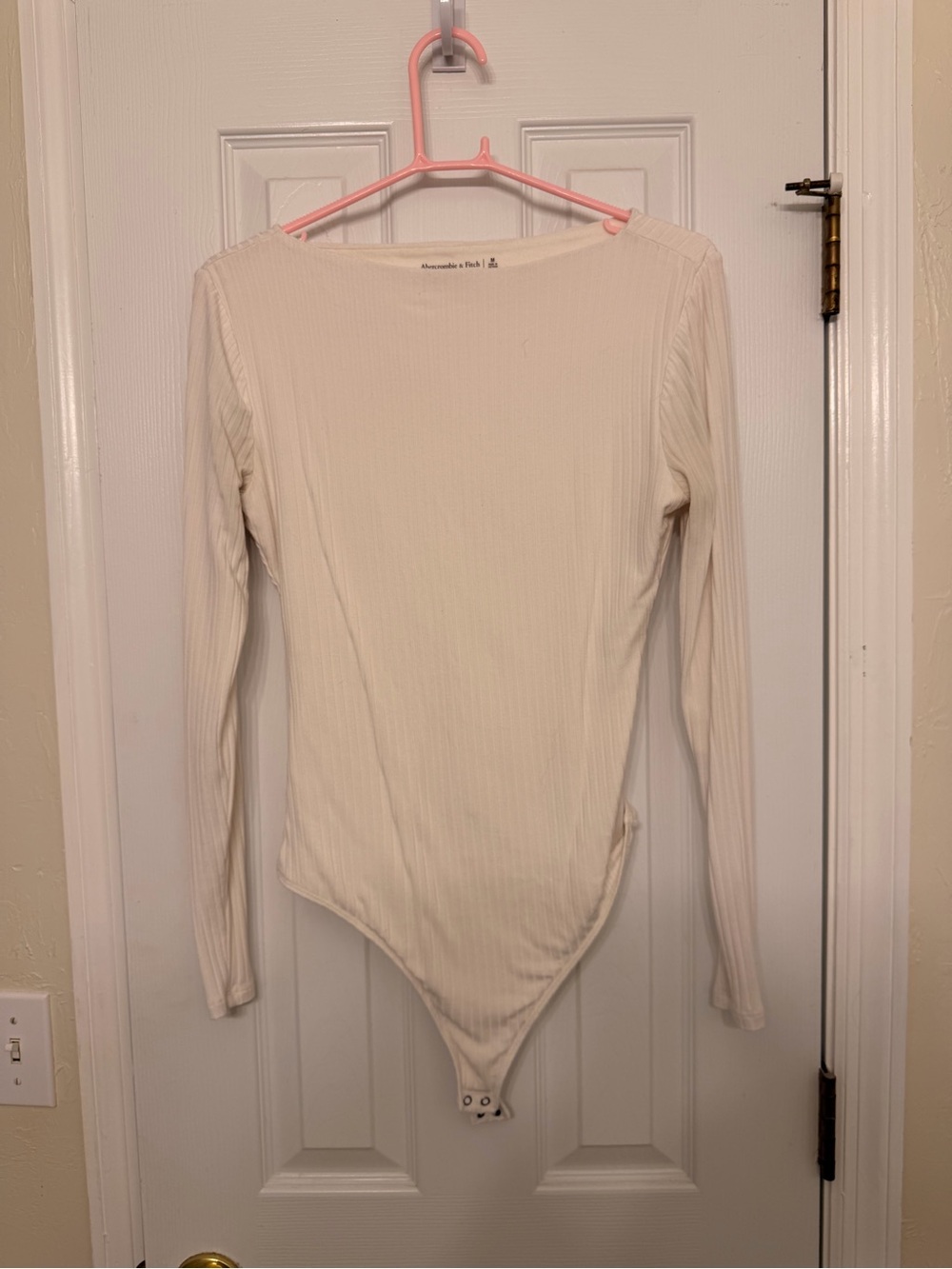 Abercrombie Ribbed Long-Sleeve Boat Neck Bodysuit - Cream